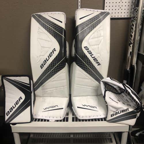 Bauer Vapor 1X OD1N Pro White / Black Goalie Pads (Large, 35+1) Blocker & Trapper