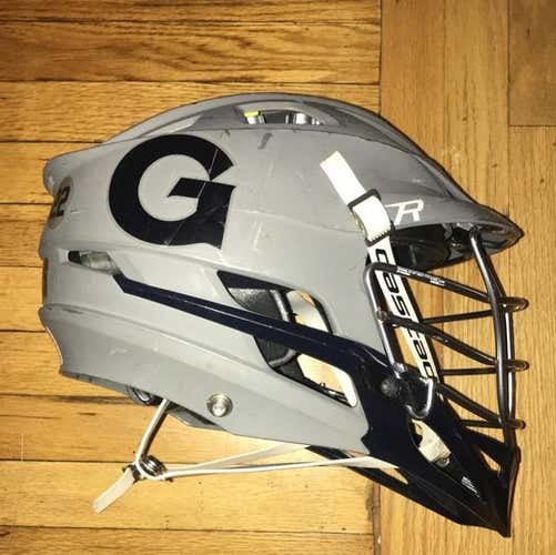 Georgetown University Cascade R Used Grey Helmet Rare G Logo #22 hoyas facemask/G chinstrap