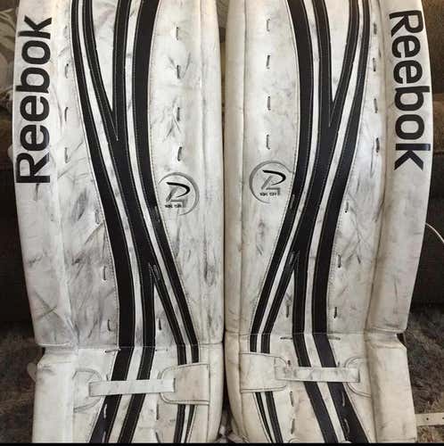 White Senior 33" Reebok Premier 4 18K  Goalie Leg Pads