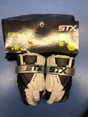 Black New Player STX Cell II 12" Lacrosse Gloves