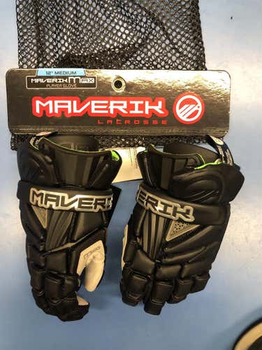 Black New Player Maverik Max 12" Lacrosse Gloves