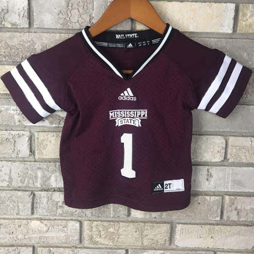 NCAA Mississippi State Bulldogs Adidas Football Jersey Toddler 2T #1 Baby MS Msu