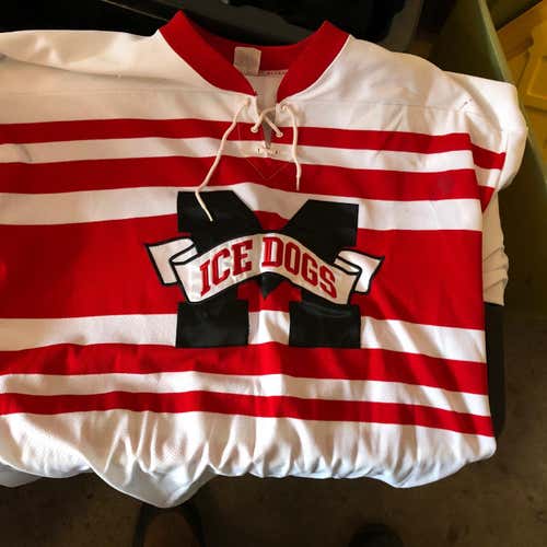 Great Adult League Jerseys! Michigan Ice Dogs with Embroidered Logo & Tackle Twill Numbers