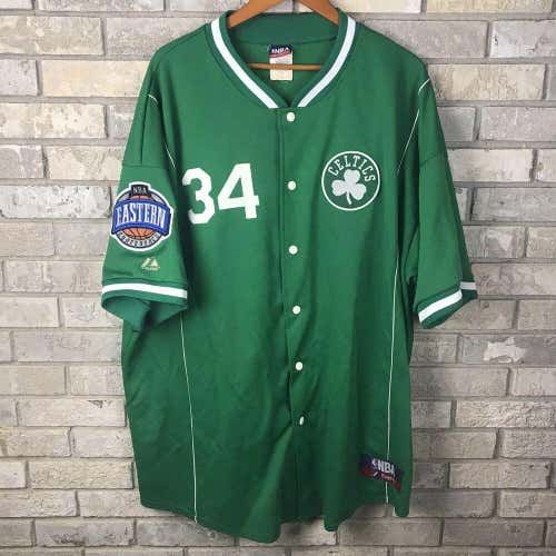 RARE Paul Pierce #34 Boston Celtics NBA Majestic Baseball Jersey XXL USA 90s OG