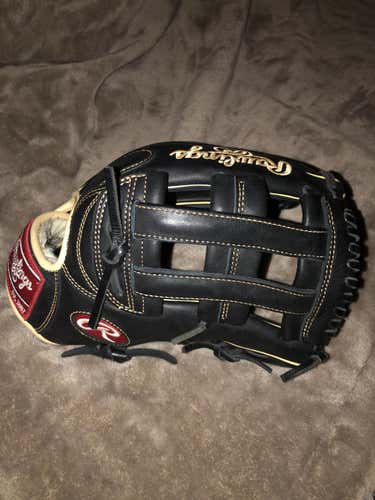 Black New High School/College Rawlings Outfield Right Handed Gold Glove Elite Baseball Glove 12.75"