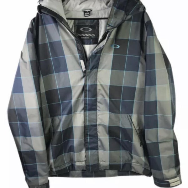 Oakley Men's Snowboarding Jacket Coat Regular Fit Large Blue Gray Plaid Hooded