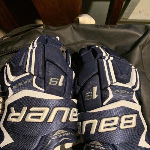 Blue Senior Bauer Supreme 1S 14"  Gloves