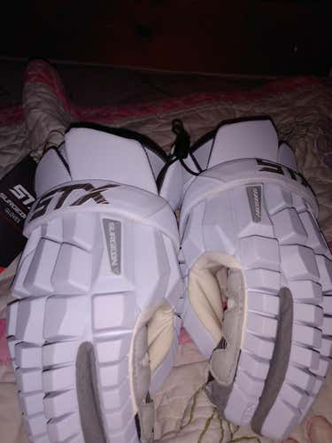 White New Player STX Lacrosse Gloves 13"