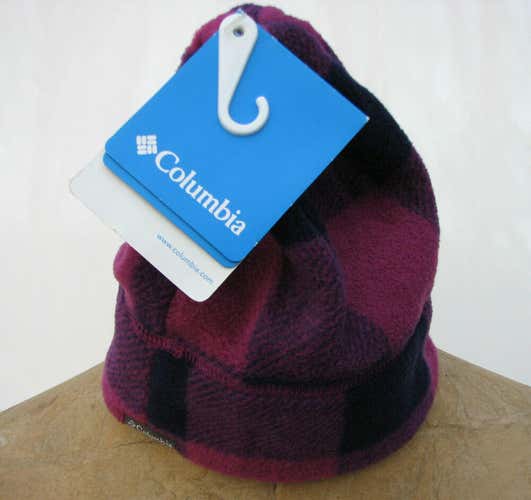 NEW Columbia Enchanted Forest Youth Hat Cap Purple/Blue Plaid Beanie Winter NWT