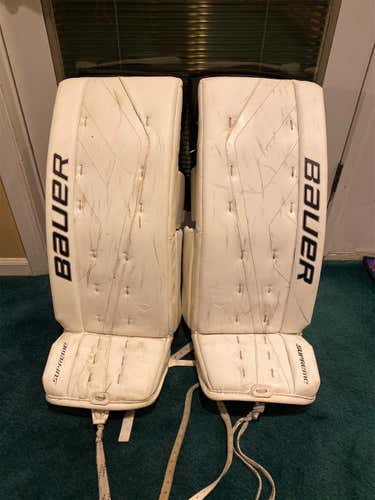 White Bauer One.7 Senior 32" Goalie Leg Pads