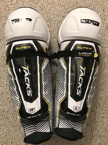 Senior CCM Super Tacks Shin Pads Pro Stock 15 inches Excellent condition