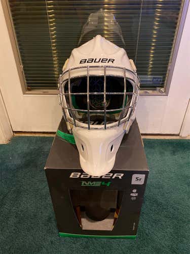 White Senior Bauer NME 4  Goalie Mask In Box