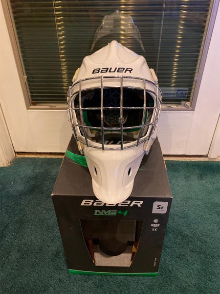 White Senior Bauer NME 4 Goalie Mask In Box