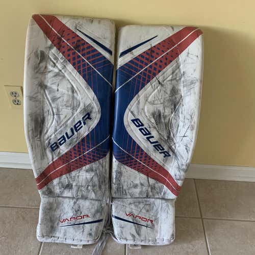 White Senior 35" Bauer Vapor 1X Goalie Leg Pads