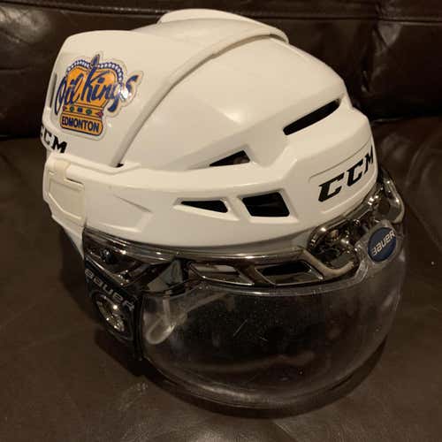 White Small CCM Vector V08 Pro Stock Helmet