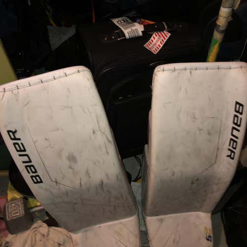 White Senior 34" Bauer Supreme 2S Pro Pro Stock Goalie Leg Pads