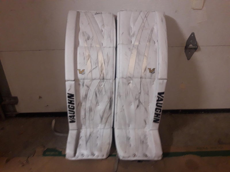 White Senior 36+2 Vaughn Velocity V6 Goalie Leg Pads