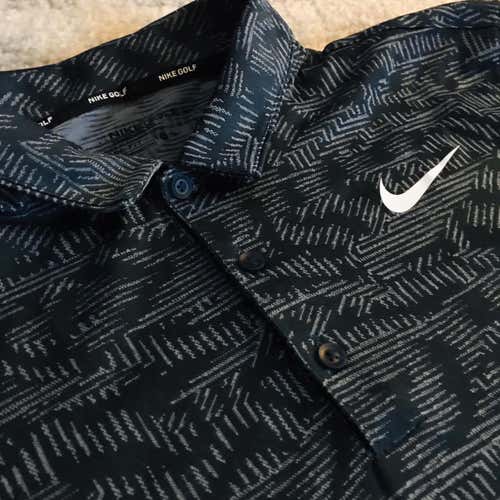 Nike Dry Polo Heather Txt Mens Medium Polo (Navy / White)