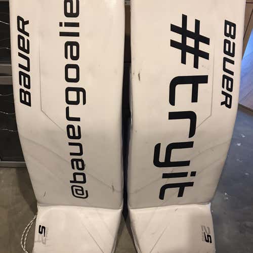 White Senior 35" Bauer Supreme 2S Pro Pro Stock Goalie Leg Pads