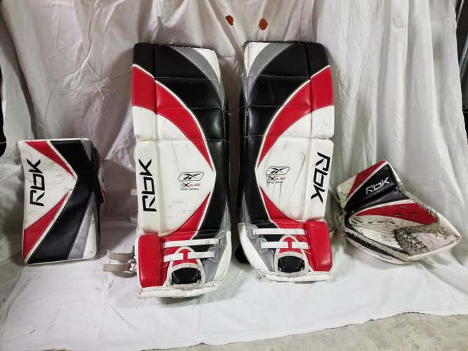 Red, Black, Siver and White Senior 35+1" Reebok X-Pulse Goalie Leg Pads