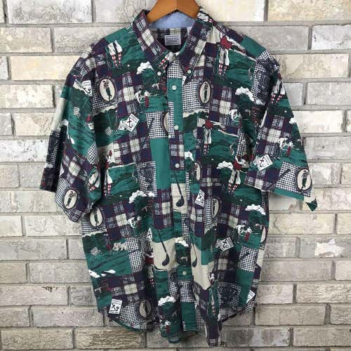 Vintage 90s Bugle Boy Company Mens XXL Golf Button Up Collar Dress Shirt Vtg