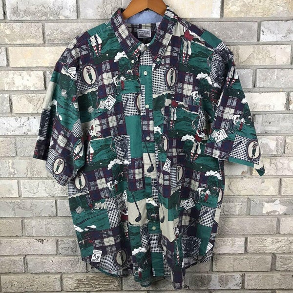 Vintage 90s Bugle Boy Company Mens XXL Golf Button Up Collar Dress Shirt Vtg