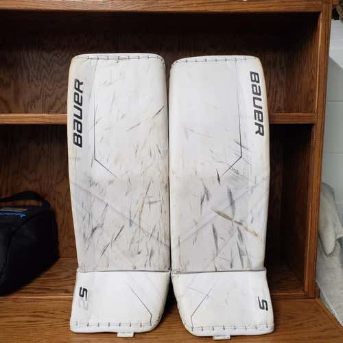 White Senior 33" Bauer Supreme 2S Pro Pro Stock Goalie Leg Pads