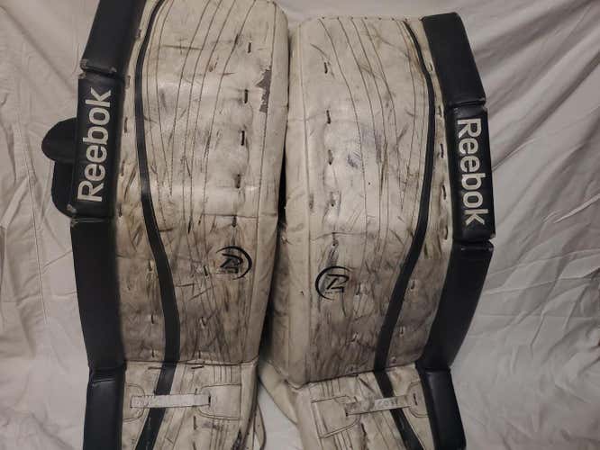 White Senior 34" Reebok Premier 4 14K Goalie Leg Pads