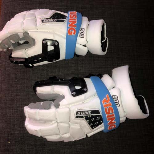 White New STX Shield 500 13" Goalie Gloves