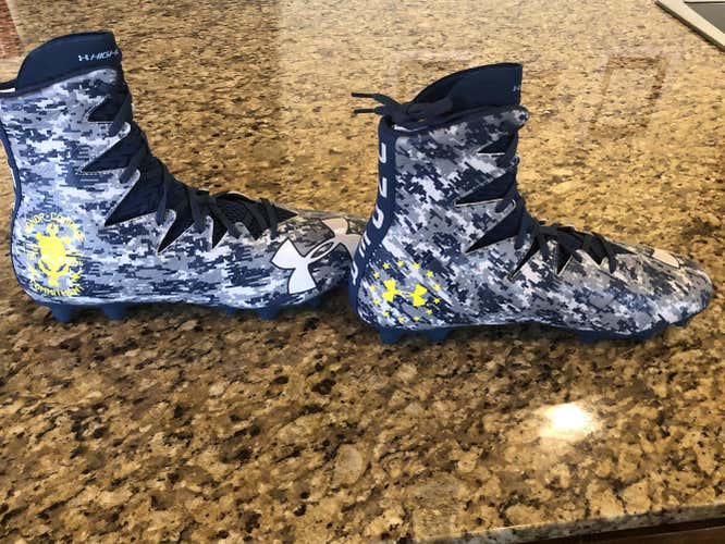 Navy Cammo New Men's 12 (Women's 13) Molded Cleats Under Armour High Top