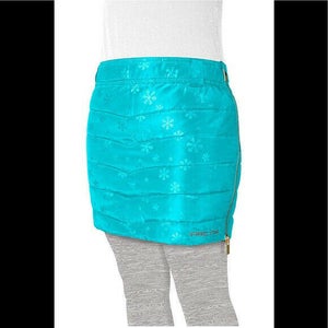 New $50 Girl’s Powder Puff Insulated Snow Ski Skirt Aqua Youth Medium Blue