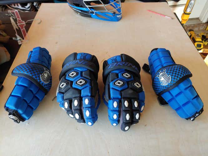Brine Triumph Lacrosse Gloves 13" Blue/black  w/matching arm guards