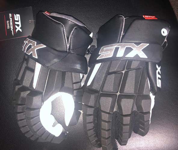 Black New Player STX Rzr 13" Lacrosse Gloves LAX Lacrosse New