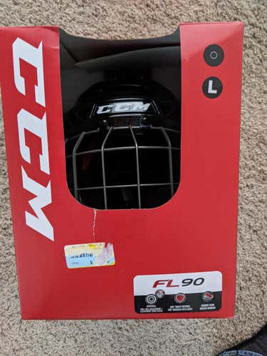 Black New Large CCM FL90 Helmet Black With Cage
