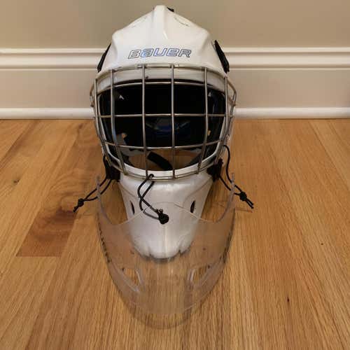 White Senior Bauer NME 8  Goalie Mask