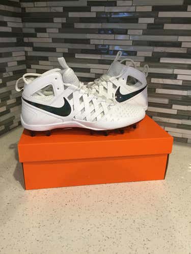 White New Adult Men's 12 (Women's 13) Molded Cleats Nike Mid Cut