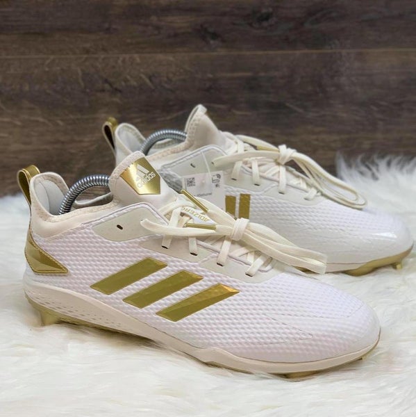 Adidas Adizero AfterBurner V Baseball Cleats Gold White CG5222 Men's Size 9