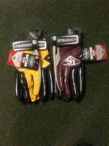 Louisville Slugger Series 5 Batting Gloves- 1 maroon and 1 yellow XL bundle