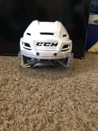 White Medium CCM Helmet w/ Oakley Straight Cut Visor