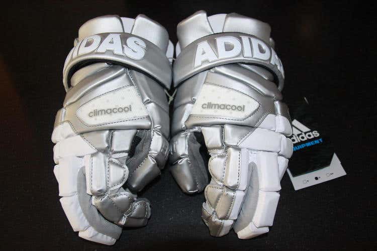 NEW Adidas EQT Berserker Lacrosse Gloves ( retails for $165 ) Large 13" SILVER WHITE