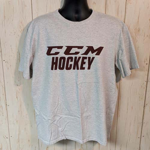 CCM Logo T-Shirt - XL, Oatmeal/Maroon