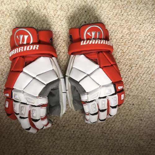 Red Used Goalie Warrior Nemesis Pro 13" Lacrosse Gloves