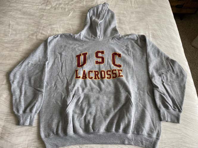 USC Trojans Lacrosse Team Issued Hoodie Sweatshirt Gray Size XXL