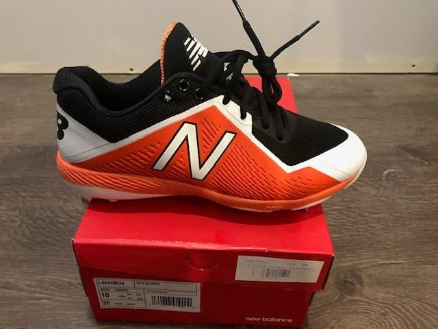 (New) New Balance 4040V4 Black/Orange Metal Cleats