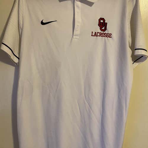 Oklahoma Lacrosse White Used Large Nike Shirt