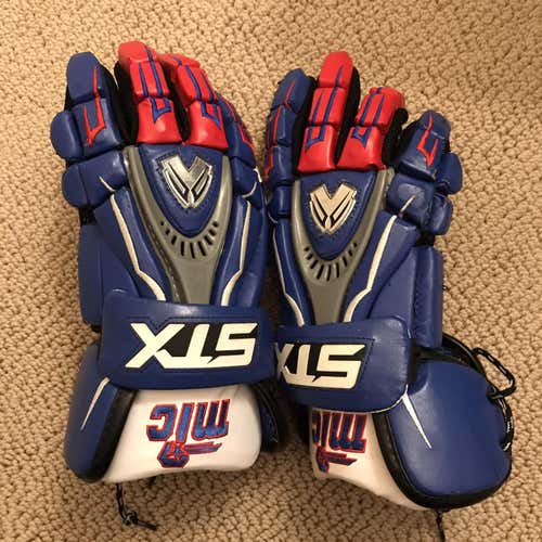 Blue Used STX 13" Lacrosse Gloves