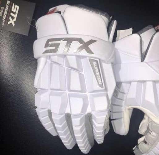 **LAST PAIR** White M New Player STX Rzr 12" Lacrosse Gloves Lax NWT Medium Med