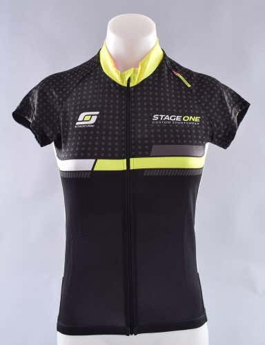 StageOne Classic Cap Sleeve Cycling Jersey Women's Small Black Yellow Bike