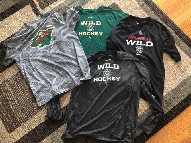 Set of 4 Team Issued Minnesota Wild Workout Shirts Large