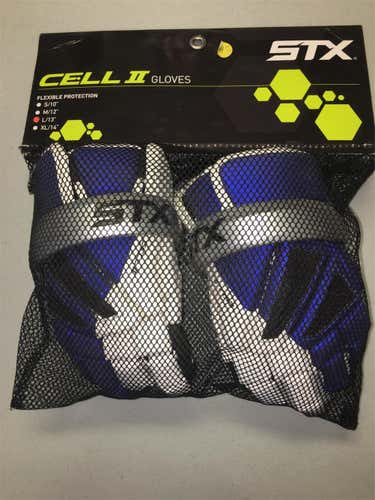 Blue New Player STX Cell II 13" Lacrosse Gloves